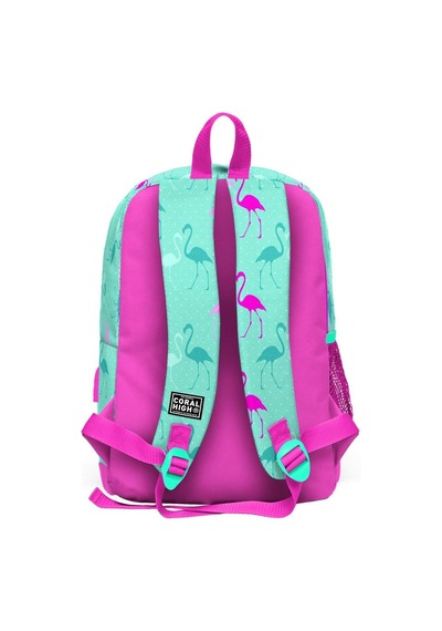 Coral High Kids Su Yeşili Neon Pembe Flamingo Desenli Usb'li 2'li Okul Çanta Seti Set0223275