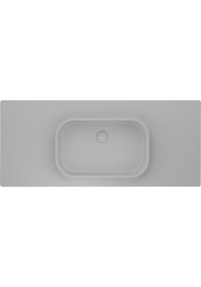 Real Stone Pure Etajerli 60x50 Beyaz Granit Banyo Lavabosu Beyaz