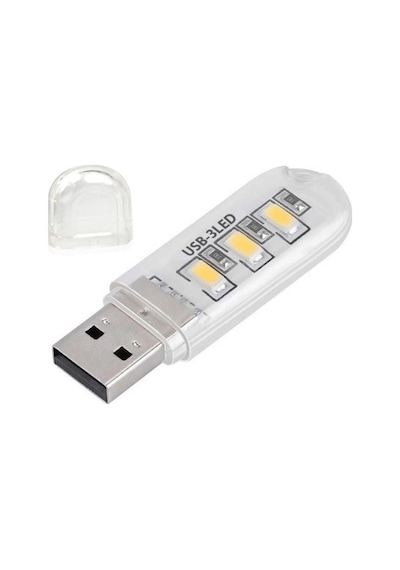 Powermaster Pm-34390 Flash Bellek Görünümlü Taşınabilir 3 Led Beyaz Işık Usb Gece Lambası
