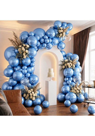 Mavi Renk Lateks Metalik Balon 30 Cm - 100 Adet