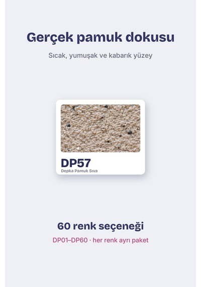 Depka Pamuk Sıva Dp57 2 Kg 7-8 M² İpek Sıva Alternatifi Isı Ve Ses Yalıtımlı Dekoratif Sıva
