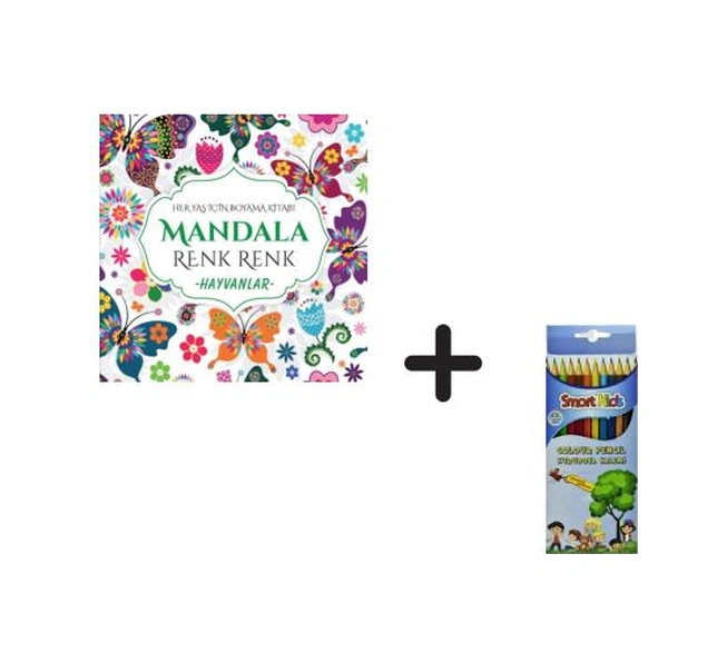 Mandala Renk Renk Hayvanlar Ve Smart Kids Uzun Kuruboya 12 Renk
