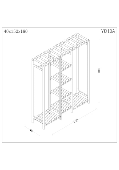 Ahşap Gardırop, Masif Ahşap Dolap, Açık Dolap, Ahşap Açık Gardırop 150x40x180 Ahşap