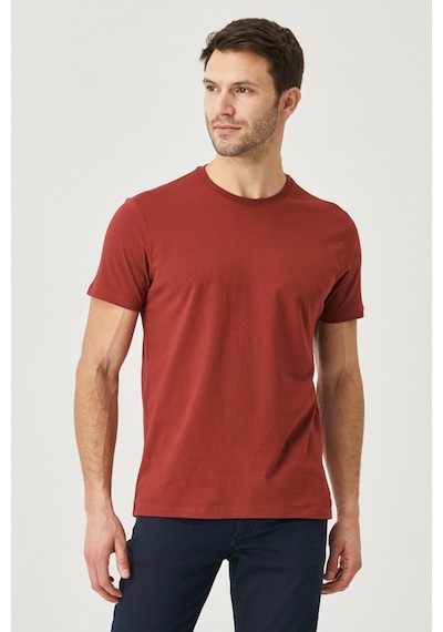AC&Co / Altınyıldız Classics 4A4800000001BRDXS Slim Fit Bisiklet Yaka Kısa Kol Pamuklu Erkek Tişört Bordo