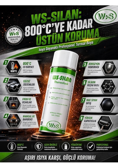Ws-silan - Isıya Dayanıklı Boya - 800 C Isıya Dayanıklı Mat Siyah