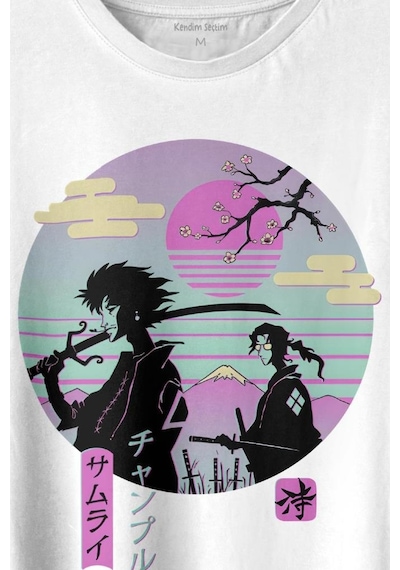 Samurai Chillhop Samuray Japonca Chill Baskılı Tişört Unisex T-shirt 001
