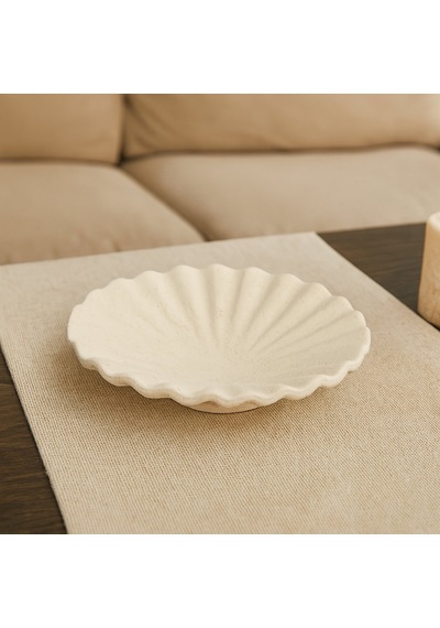Deco Olite Dekoratif Tabak - Bej - 26 Cm