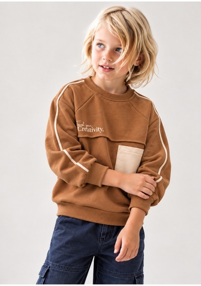 Overdo Kids Erkek Çocuk Cep Detaylı Sweatshırt Camel