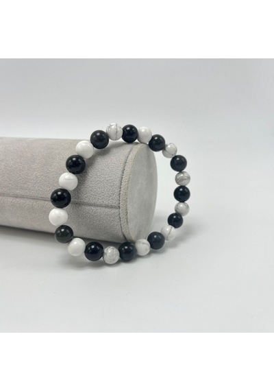 Sertifikalı Havlit Obsidyen Doğal Taş Misinalı Bileklik 8mm Çok Renkli