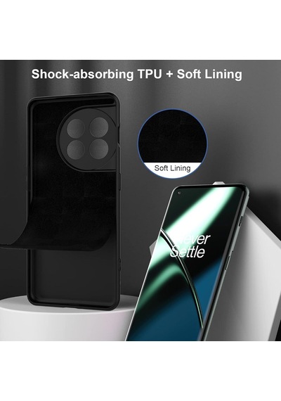 Caseonn Oneplus 11 Kılıf Kamera Korumalı Mikrofiber Astarlı Lansman Siyah