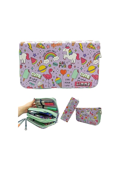 Kalem Kutusu Unicorn-flamingo Kawai Organizer Kalemkutu Vegan Deri Üç Bölmeli Kalemlik - Yeşil Beyaz - Çok Renkli Kalem Kutusu Unicorn-flamingo Kawai Organizer Kalemkutu Vegan Deri Üç Bölmeli Kalemlik - Yeşil Beyaz - Çok Renkli