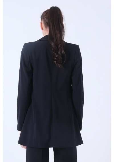Feminist Lacivert Zebra Astar Detaylı Krep Blazer Ceket 01051201.02 Lacivert
