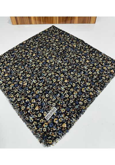 Poloist Desenli Flamlaı Keten Eşarp- 05652 İndigo