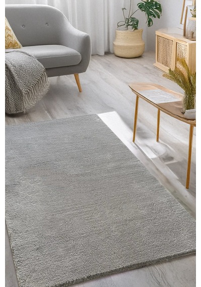 Gri Post Peluş Yumuşak Yıkanabilir Kaymaz Dot Taban Salon Koridor Çocuk Halısı Gri