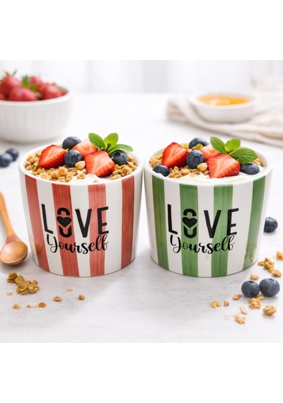 Arvale Love Yourself 4'lü Seramik Kase 8 Cm - Tatlı, Granola Ve Dondurma Sunum Kasesi Diğer