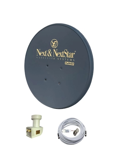 Next Televizyon Çanak Anten Takımı Siyah Full Set 80cm Çanak Anten + Çiftli Lnb + Kablo