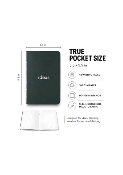 Cep Not Defteri, 3'lü Defter Seti, Noktalı Mini Defter, 48 Sayfa Çok Renkli