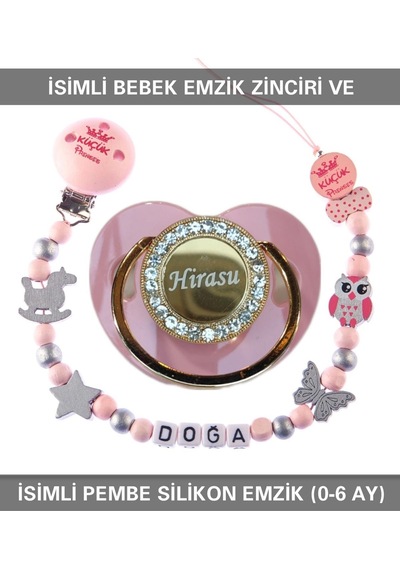 Sahi Aksesuar İsimli Bebek Emzik Zinciri ve Bebek Silikon Emzik BEZYI245 Mavi