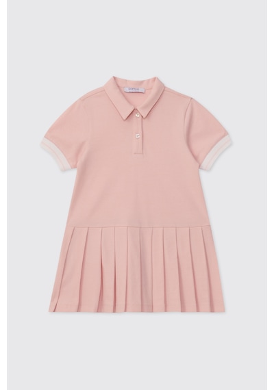 Panço Kız Bebek Eteği Pileli Açık Pembe Elbise 2621GB26005