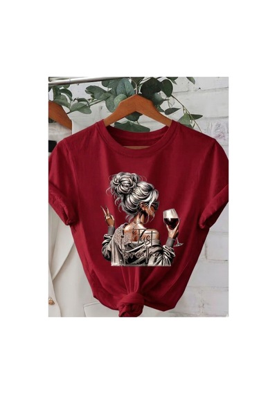 Just Breathe Serisi Baskılı Kompackt T-shirt Kırmızı