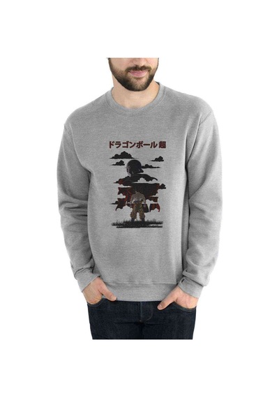 Anime Dragon Ball Baskılı Gri Erkek Örme Sweatshirt (530946800)