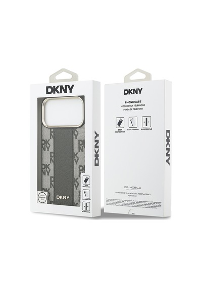 Apple Uyumlu iPhone 17 Pro Max  Kılıf Dkny Lisanslı M-safeli 3d Yazılı Checkere Pattern Kapak Siyah Siyah