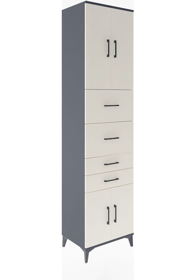 Hyperion Dolap 2 Raflı 4 Çekmeceli 4 Kapaklı 60x44x243 Antras... Antrasit