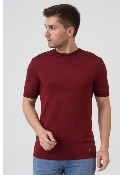 White Stone Seattle 16024 Slim Fit Sıfır Yaka T-shirt Bordo