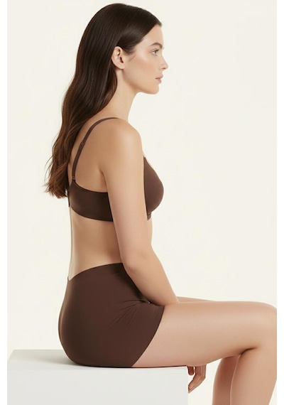 Fit Women Lazer Kesim Yüksek Bel ı Şort Korse 4403 Kahverengi