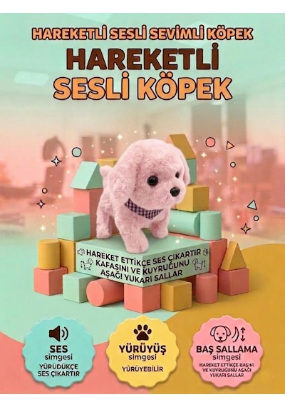 Sevimli Yürüyen Arkadaşım: Sesli Hareketli Tasarımlı Eğitici Oyuncak Peluş Hayvan Pembe