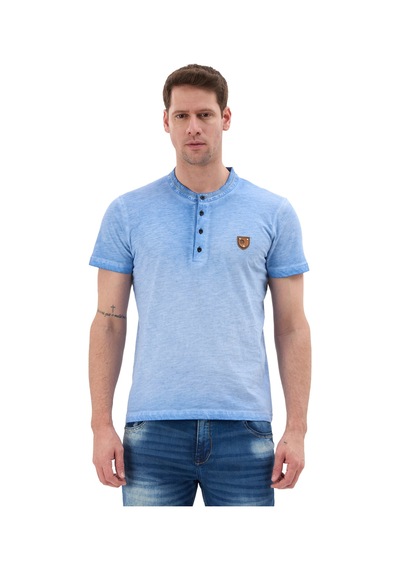 Cipo & Baxx Hakim Yaka Düğmeli Basic Erkek T-shirt Ct835 Mavi