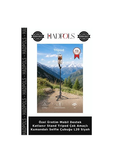 Özel Üretim Mobil Destek Katlanır Stand Tripod Çok Amaçlı Kumandalı Selfie Çubuğu L20 Siyah