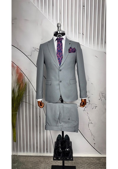Dupont Classics Dupont Erkek Slim Fit Mono Yaka 6 Drop Viskon 2 Li Takım Elbise Açık Gri Dupont Classics Dupont Erkek Slim Fit Mono Yaka 6 Drop Viskon 2 Li Takım Elbise Açık Gri