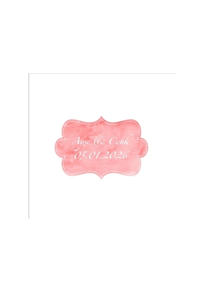 Klasik Desenli Dikey Dikdörtgen Mühür Kına Nişan Düğün 3x3 Cm Özel Etiket / 50 Adet Sticker Beyaz