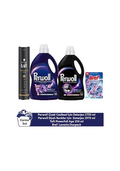 Perwoll Koyu Renkliler Ç.cazibesi 2.75lt+siyah 2,97lt+bref Lavanta Duopack+taft Powerful Saç Spreyi set-hnkdtj-5332-6333 2750 ML