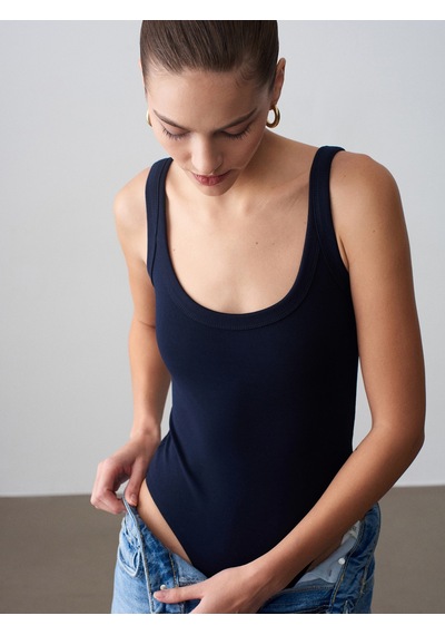 Dilvin 21053 Askılı Bodysuit-k.lacivert