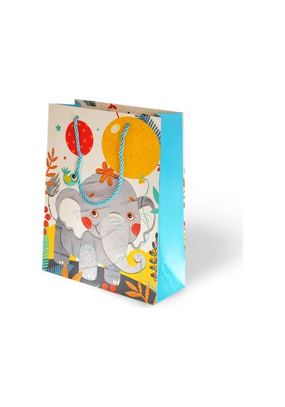 Lüks Karton Çanta Hayvanlar Alemi Varak Baskılı Balon Temalı 18x24 Cm Tüm Yaşlar