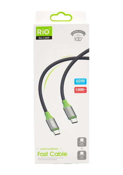 Rio Tech 60w Usb Type-c Hızlı Şarj Ve Data Kablosu 1 Metre