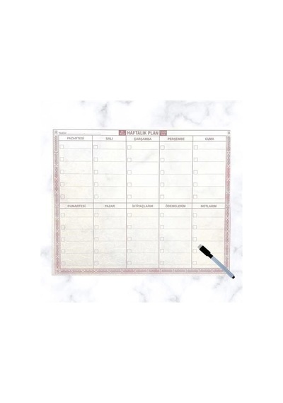 Buğz Şeffaf Kendiliğinden Yapışkanlı Kalemli Haftalık Planlayıcı 40cm-50cm