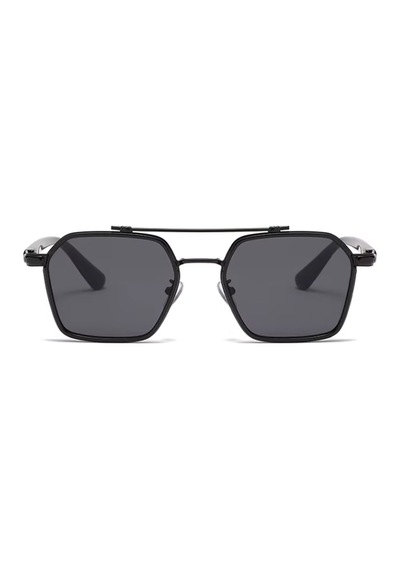 Favon Siyah Retro Köşeli Metal Çerçeve İnce Sap Unisex Uv400 Vintage Retro Güneş Gözlüğü