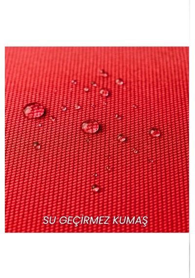 Gölgelikli Premium Katlanabilir Yastıklı Lüks Şezlong Kırmızı Havuz, Bahçe, Teras Sandalyesi