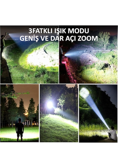 Valkyrie Şarjlı Led Ultra Güçlü El Feneri 2400mah Zoom Darbeye Suya Dayanıklı 1. Kalite Siyah