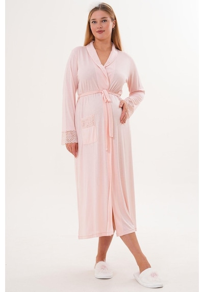 Mecit Pijama Mecit 6330 Pudra Sabahlıklı Lohusa Pijama Takımı