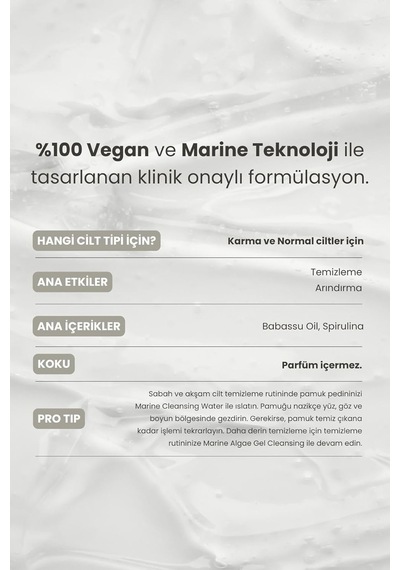 Matsu Professional Marine Algae, Durulama Gerektirmeyen Makyaj Ve Yüz Temizleme Suyu, 250 Ml