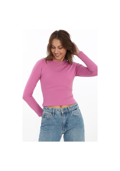 Likralı Pamuk Tişört-slim Fit -koyu Pembe Koyu Pembe