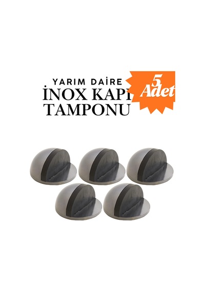 5 Adet İnox Yarım Daire Yapışkanlı Kapı Tamponu Kapı Stoperi Metal Kapı Stopu Durdurucu