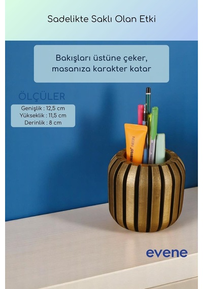 Kalemlik Masa Kalemliği Organizer Kalemlik Altın Eskitme Renk Model 79 Çok Renkli