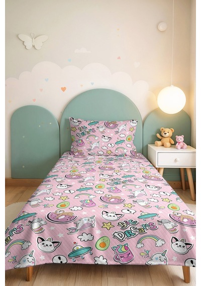 Evimde Bambaşka Pembe Unicorn Kız Çocuk Pike Takımı - Pastel Gökkuşağı Bebek Odası Mevsimlik Yatak Örtüsü-160x220 CM Evimde Bambaşka Pembe Unicorn Kız Çocuk Pike Takımı - Pastel Gökkuşağı Bebek Odası Mevsimlik Yatak Örtüsü-160x220 CM