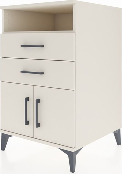 Kronos Komodin Tek Raflı 2 Çekmeceli 2 Kapaklı 60x59x96 Aytaşı-aytaşı Aytası