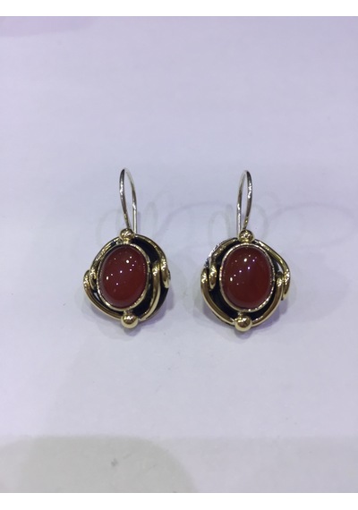 Akik Taşlı Gümüş Küpe 925 Ayar Taş N11.10724